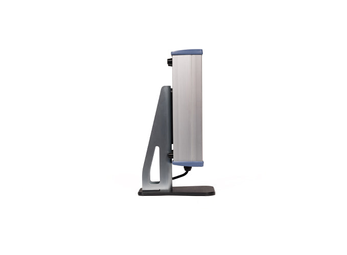 Side view of the personal tower silver model on a white background